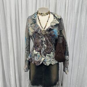 Y2k Indie Whimsygoth Boho Ruffled Jacket (S)